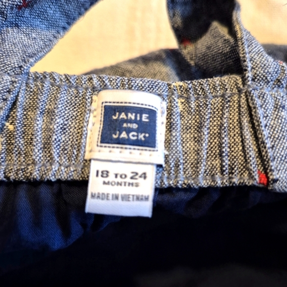 Janie and Jack boys 18-24 months overalls chambray lined, stars & anchors VGUC - Picture 7 of 11